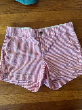 Old Navy Pink and White Seersucker Stripe Shorts